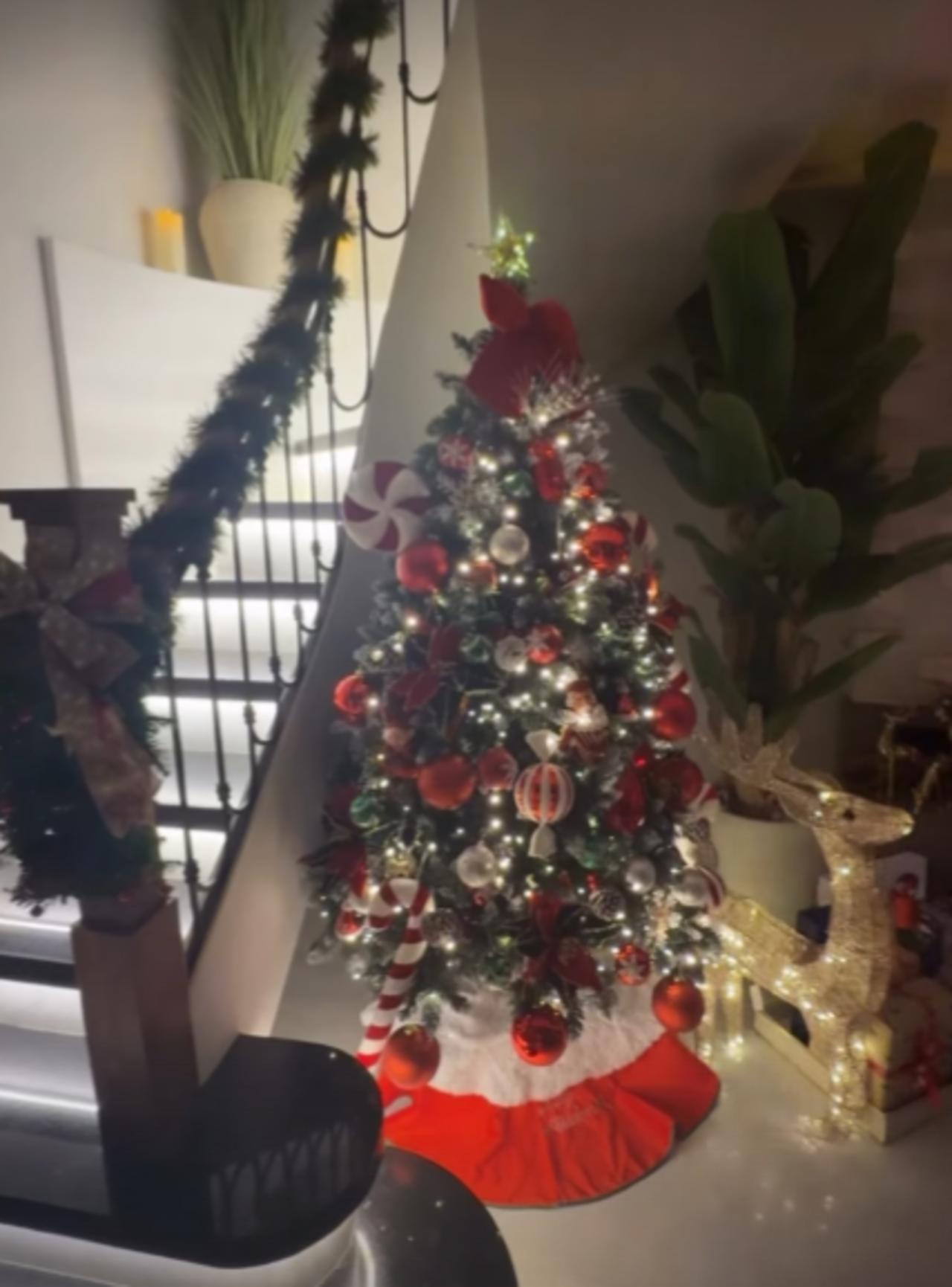 Nupur shared a video of the aesthetic setup, giving a closer look at the beautiful Christmas tree decorated in red, and gold ornaments with warm lights.